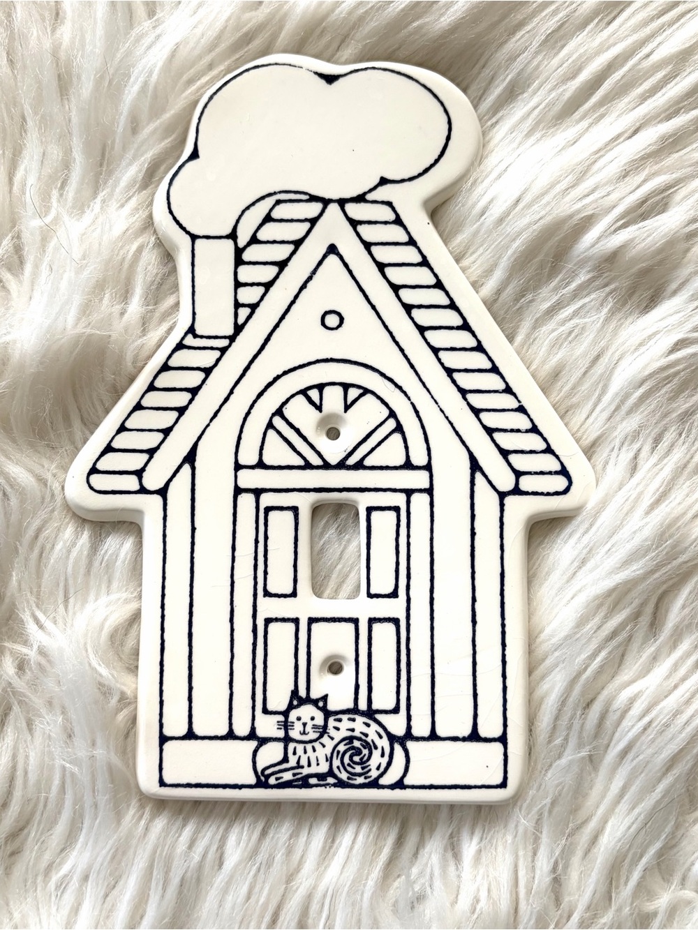 Vintage Dansk For Kids Ceramic Light Switch Plate Cottage Cat Naiad Einsel Retro